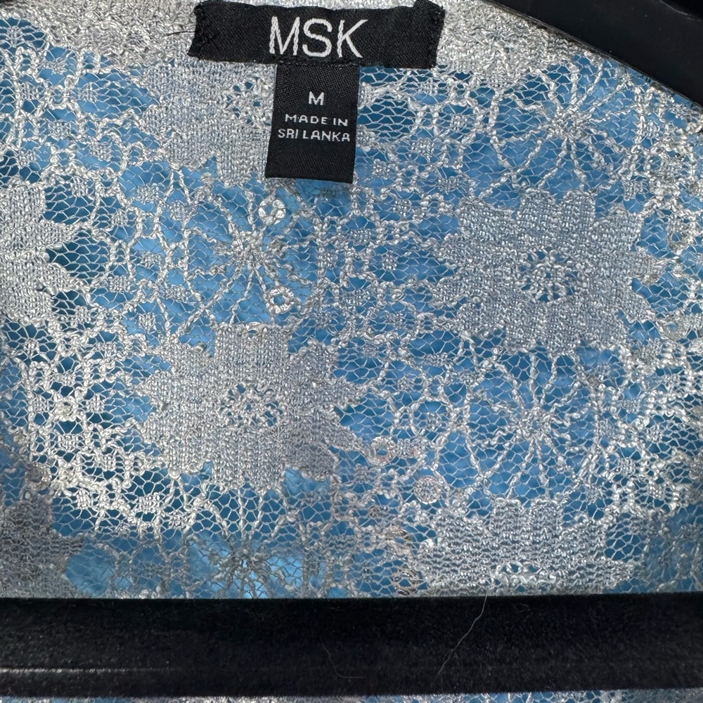 MSK Silver Lace Wrap Blouse - Picture 5 of 7